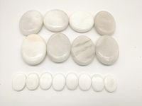 Windfulogo 16Pcs Hot Massage Stones Set Natural Jade Heated Warmer Stone for Spa Massage White