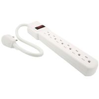 Topzone® 1 Feet 6 Outlets Built-in Safety Circuit Breaker Angle Plug AC Wall Power Strip UL Listed (White)