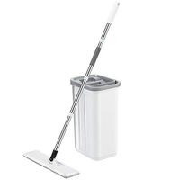 Trkee Flat Rotary Mop with Bucket Suit Hand-Free Wringing Floor Cleaning Mop Save Time Energy