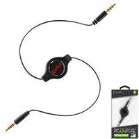 LG "Stylo 3" Cellet Black Retractable 3.5mm Pin to 3.5mm Input Stereo Audio Cable