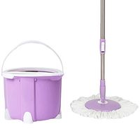 Broom and Dustpan With Long Handle Telescopic Upri Microfibre Space Saving Rapid Drying Spinning Mop Extendable Handle Easy Wring Stainless Steel Disc Mopping artifact Floor living room bathroom Clean