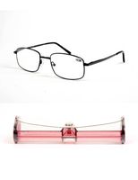 Metal Frame Reading Glasses R201 With Free Case (Black(+2.00))