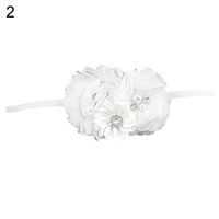 Ugthe Baby Accessories Toddler Baby Girls Faux Flower Pearl Baptism Headband Headdress Photo Props - 2
