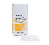 McKesson 12442000 White Gauze Sponge, 4 X 4 Inch,12-Ply - 200 Per Pack
