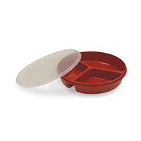 PARTITIONED SCOOP DISH WITH LID - REDWARE - EATING AID ;from#arcmedical