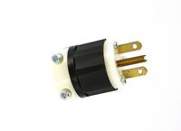 Leviton 5666-PLC 15 Amp, 250 Volt, NEMA 6-15P, 2P, 3W, Straight Blade, Plug, Industrial Grade, Grounding, Power Light, Black-White