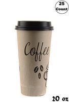 [25 PACK] 20 oz Disposable Paper Coffee Cups with Black Dome Lids - Perfect for Hot/Cold Drinks - Great for Home, Office, Restaurant, Coffee Shop, Tea, Hot Chocolate, Espresso, Latte, Ecofriendly