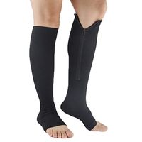FOCUSIN Medical Compression Socks with Zipper Safe Guard & Open Toe Support Stockings for Men & Women,S-XXL