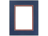 PA Framing Double Photo Mat Board, Pre-Cut Framing Mat - Cream Core, Bottle Blue/Deep Red, 8"x10" (Frame), 5"x7" (Photo)