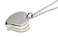 Amour Heart Pill Necklace - Polished Heart Locket with Strong Magnetic Closure - Medication Necklace - Keep Your Medication Securely with You at All Times - Locket Necklace with 26 Inch Chain (Silver)