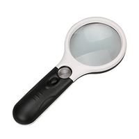 Magnifier 3 LED Light with 3X 45X Zoom Handheld Magnifier Reading Magnifying Glass Lens Loupe White and Black