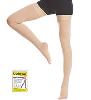 Beister Medical Closed Toe Thigh High Compression Stockings with Silicone Band for Women & Men, Firm 20-30 mmHg Graduated Support for Varicose Veins, Edema, Flight, Beige, X-Large