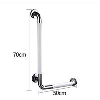QTMHT Grab Bar, L-Shaped Handrail Vertical Angle Bathroom Safety Wall-Mounted Stainless Steel Nylon, Hand Railing Guard Frame Shower Assist Aid,White