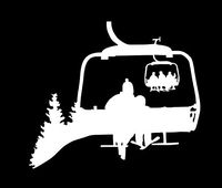 Makarios LLC Chairlift Skiers Cars Trucks Vans Walls Laptop MKR| White |5.5 x 4.75|MKR442