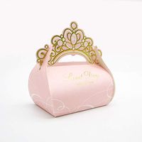 10pcs Luxury Gift Box Bronzing Royal Crown Princess Grils Wedding Birthday Party Favor Boxes