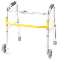 Walkers Children's Aluminum Folding Lower Limb Rehabilitation Training Stand with Casters Height Adjustable (Color : Silver, Size : 4255cm)