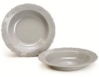 " OCCASIONS" 120 Bowls Pack, Vintage Style Disposable Wedding Party Plastic Bowls (10oz Soup Bowl, Portofino Warm Gray)