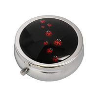 COWGOGO Ladybug Custom Design Fashion Silver Round Glass Pill Case Decorative Metal Pill Box