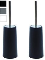 Airee Fairee Toilet Brush and Holder Brushes Set Stainless Steel 2 Pack Free Standing Compact Modern Design Long Handle (Black)