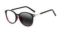 Women Fashion Oval Frame Transition Photochromic Bifocal Presbyopic Reading Glasses UV400 Protection Readers (Red & Black, 1.50)