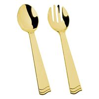 TigerChef Gold Heavy Duty Disposable Plastic Set Of 12 Serving Utensils 6 Serving Spoons 6 Serving Forks (Utensil Set, Gold)