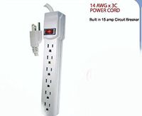 6 Outlet Surge Protector Power Strip with Reset Circuit Breaker - 18 Inch Cord - UL LISTED