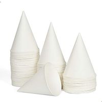 100 Snow Cone Cups, AQUEENLY Wax Coated Leakproof Cone Paper Cups for Slush, Shaved Ice, Water - 6OZ, White