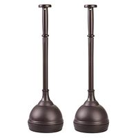 mDesign Plastic Bathroom Toilet Bowl Plunger Set with Lift & Lock Cover, Compact Discreet Freestanding Storage Caddy with Base, Sleek Modern Design - Heavy Duty, 2 Pack - Bronze