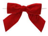 POSHNPRETTY Set of 12 Lush Velvet pre-Tied Bow 5" Wide with Twist Ties - Choose Colors (Red)