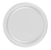 24 Plates 9" Paper Dinner Lunch Plates Wax Coated - White