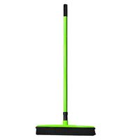 Push Broom - Soft Bristle 48'' Rubber Broom Carpet Sweeper with Squeegee Adjustable Long Handle, Removal Pet Human Hair,Excrement,Rubber Broom Bristles Sweeper Squeegee Scratch Mop (Green-30% Off)