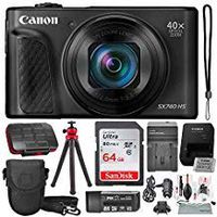 Canon PowerShot SX740 HS Digital Camera (Black) with 64GB Card & Stable Tripod Photo Savings Deluxe Bundle