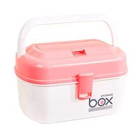 Medical First Aid Kit Box, Household Multi-Layer Portable Medicine Box Plastic Medicine Storage Box Family Children Medical First Aid Kit, Size 17 * 27 * 16 cm,Pink
