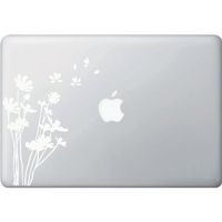 Flowers in the Wind Macbook or Laptop Vinyl Decal Sticker White