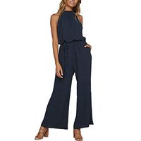 TOPUNDER Women Summer Pocket Sleeveless Straight Leg Rompers Jumpsuit Playsuit