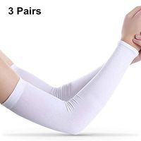 Arm Sleeves for Men Women - Silmy 3 Pairs UV Protection Cooling Arm Sleeves Sunblock Long Sun Sleeves Hands Arm Covers Long Sleeve for Cycling, Driving, Golf, Basketball & Outdoor Activity (White)