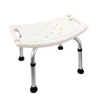 Heavy Duty Shower Chair for Handicap, Disabled, Seniors & Elderly Adjustable Height Bath and Shower Chair Seat Supports up to 220 lbs White Without backrest