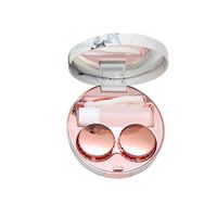 Exceart Contact Lens Travel Kit Portable Contact Lenses Holder Tweezers Suction Stick Bottle Storage Box with Mirror Rose Gold