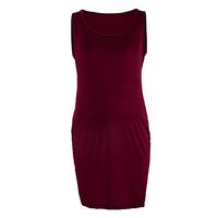 Jeash Ladies Women Maternity Bodycon Sleeveless Wrapped Dress Sexy Solid Highly Elastic Vest Summer Sundress (M, Wine)