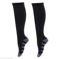 Compression Socks - Premium Design for Men and Women Everyday Use Running Pregnancy Flight & Travel Nursing Best Athletic Fit - Boost Stamina Circulation & Recovery (Black/GrayStripes, Small/Medium)