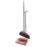 Broom And Dustpan Set   Lengthened Upright Grips Sweep Combo Scraping Tooth Design Broom For Home (color : Pink)