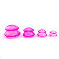 Silicone Cupping Therapy Massage Set for Muscle Soreness Pain Relief, Injury Recovery, Toning & Cellulite, 4 Cups (Pink)