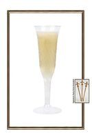 96 count CLEAR 5 oz. Plastic Champagne Flute w/Signature Party Picks