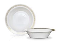 " OCCASIONS" 40 Bowls Pack, Heavyweight Disposable Wedding Party Plastic Bowls (14 oz Soup Bowl, Lace White & Gold)