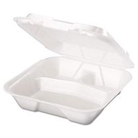 Snap-It Foam Hinged Container with 3 Compartment in White