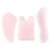PESOENTH Gua Sha Scraping Massage Tool Rose Quartz Handmade Grinding Rose Quartz Guasha Board Health SPA Therapy Chinese Traditional Therapy Include 3 Items and Gift Bag