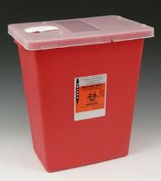15" x 10-1/2" x 17" Red Sharps Container with Hinged Lid (8 Gallon) (1 Container) - AB-135-77