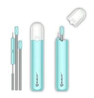 HARLOV STAINLESS STEEL 3-WAY PERSONAL POCKET STRAW, Reusable, Portable, 3 Sizes, Stainless-Steel Drinking Straws, with Silicone Connecting Sleeve, Cleaning Brush, and Carrying Case for Personal Use