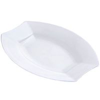 Tableclothsfactory 50 Pcs - Clear 7.5" Crescent Oval Shaped Disposable Plastic Plate