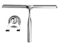 Leyeet Shower Squeegee for Shower Doors Window and Car Glass, Stainless Steel All-Purpose Shower Bathroom Mirror Rubber Wiper Cleaner with Suction Hook